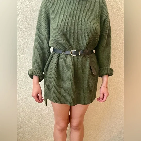 Dresses | Oversized Green Turtleneck Sweater Dress | Poshmark